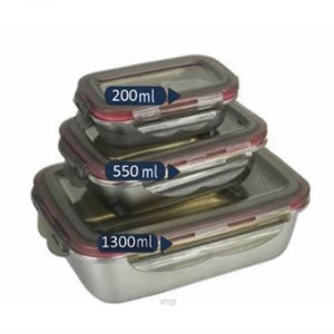 Pureware 3pcs Stainless Steel Microwaveable Food Container Set